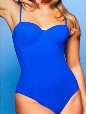 Classic Blue One-Piece Swimsuit with Underwire Support